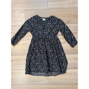 H&M Kids Black Floral Girls Long Sleeve Dress Size 6 Holiday